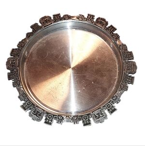 Pewter Bolivia Decorative Tray with Intricate Border